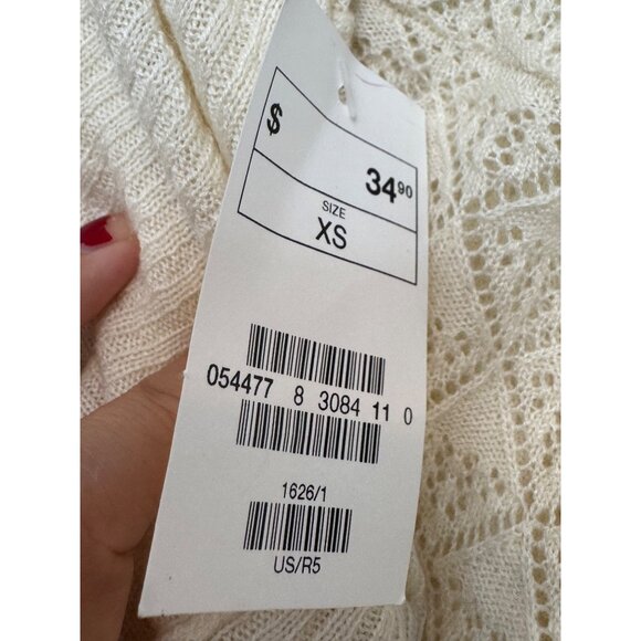 H&M Knit Sweater Dress Women XS Ivory Textured Short Sleeve Cowl Neck - Picture 4 of 5